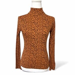 Levi's Brown Long-Sleeve turtleneck leopard print t-Shirt XXS